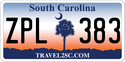 SC license plate ZPL383