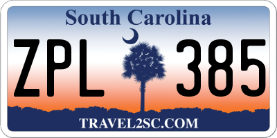 SC license plate ZPL385