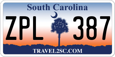 SC license plate ZPL387