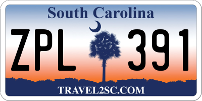 SC license plate ZPL391
