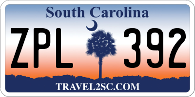 SC license plate ZPL392