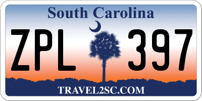 SC license plate ZPL397
