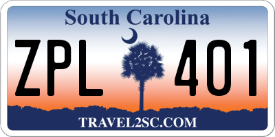 SC license plate ZPL401