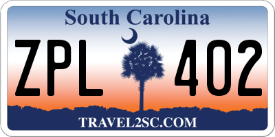 SC license plate ZPL402