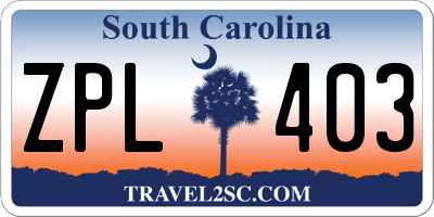 SC license plate ZPL403