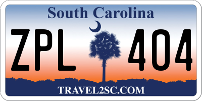 SC license plate ZPL404