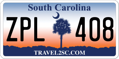 SC license plate ZPL408