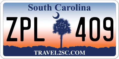 SC license plate ZPL409