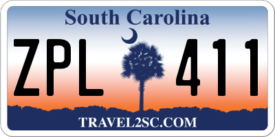 SC license plate ZPL411
