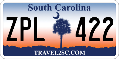 SC license plate ZPL422