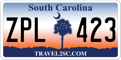 SC license plate ZPL423