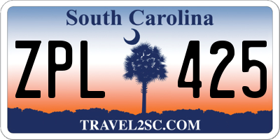 SC license plate ZPL425