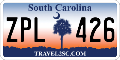 SC license plate ZPL426