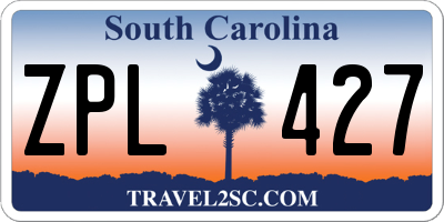 SC license plate ZPL427
