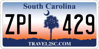 SC license plate ZPL429