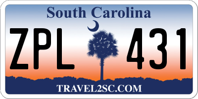 SC license plate ZPL431