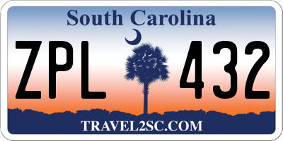 SC license plate ZPL432