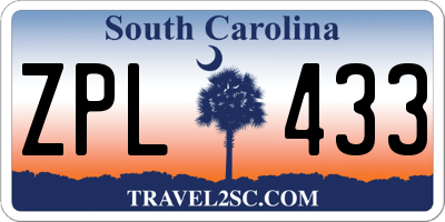 SC license plate ZPL433