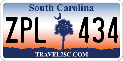 SC license plate ZPL434