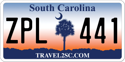 SC license plate ZPL441