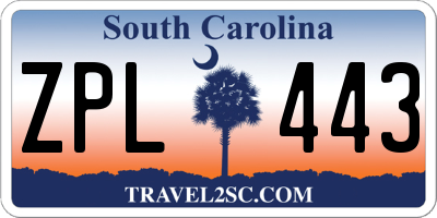 SC license plate ZPL443