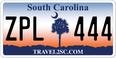 SC license plate ZPL444