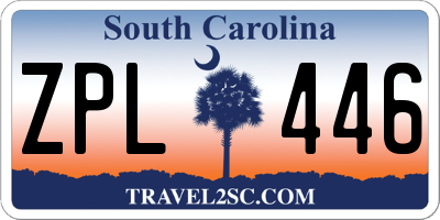 SC license plate ZPL446