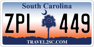 SC license plate ZPL449
