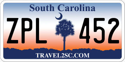 SC license plate ZPL452