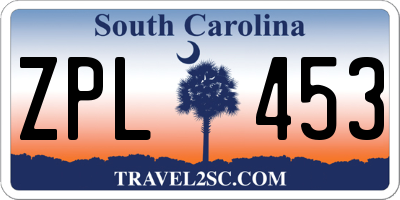 SC license plate ZPL453