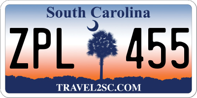 SC license plate ZPL455