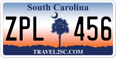 SC license plate ZPL456