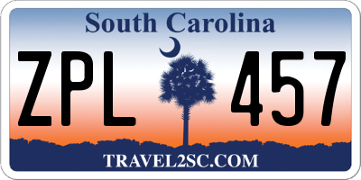 SC license plate ZPL457