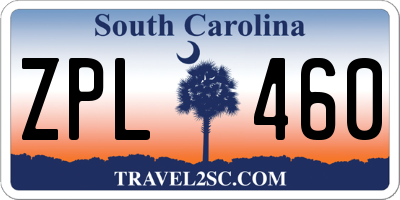 SC license plate ZPL460