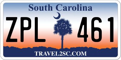 SC license plate ZPL461