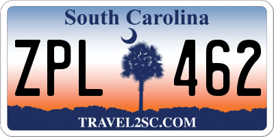 SC license plate ZPL462