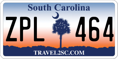 SC license plate ZPL464