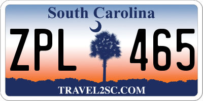 SC license plate ZPL465