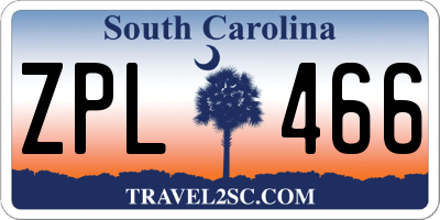 SC license plate ZPL466