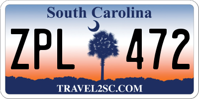 SC license plate ZPL472