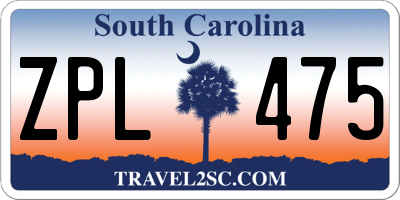 SC license plate ZPL475