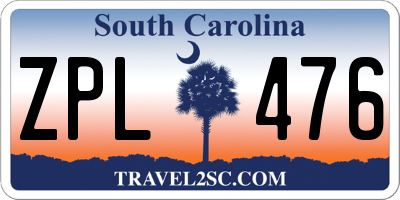 SC license plate ZPL476