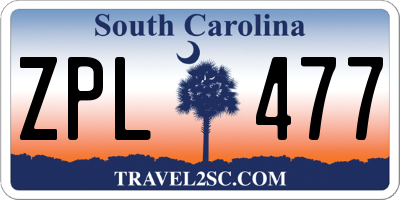 SC license plate ZPL477
