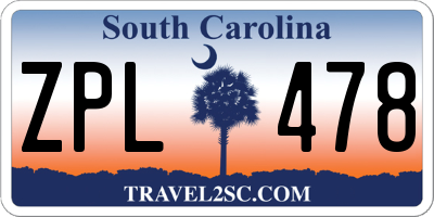 SC license plate ZPL478