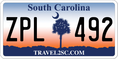 SC license plate ZPL492