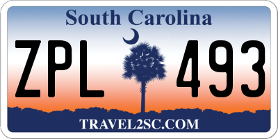 SC license plate ZPL493