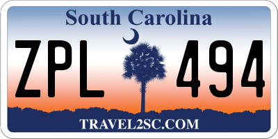 SC license plate ZPL494
