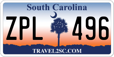 SC license plate ZPL496
