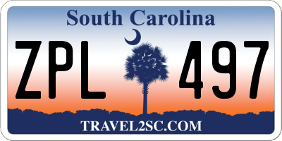 SC license plate ZPL497