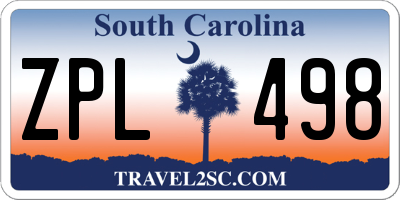 SC license plate ZPL498